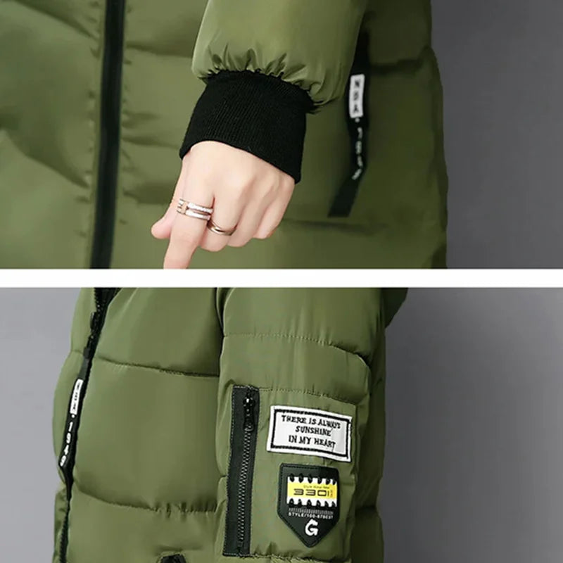 Parka da donna con cappuccio in pelliccia calda invernale Moda comode tasche con cerniera Design Giacca lunga Cappotti femminili sottili ed spessi eleganti