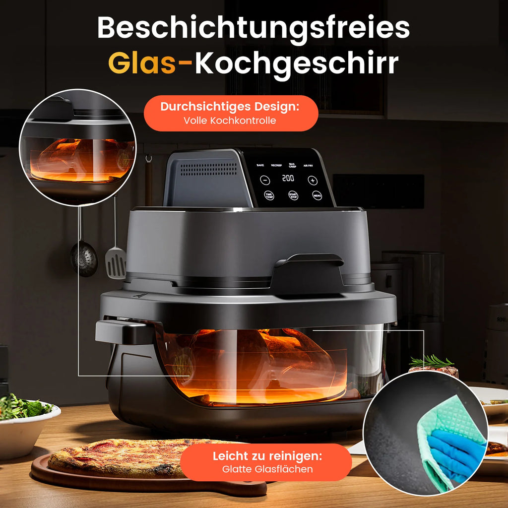 GTPLAYER Airfryer Multifunctional Hot Air Fryer 4 Litre with Easy View Window Glass Container Hi-Fry Automatic Sc