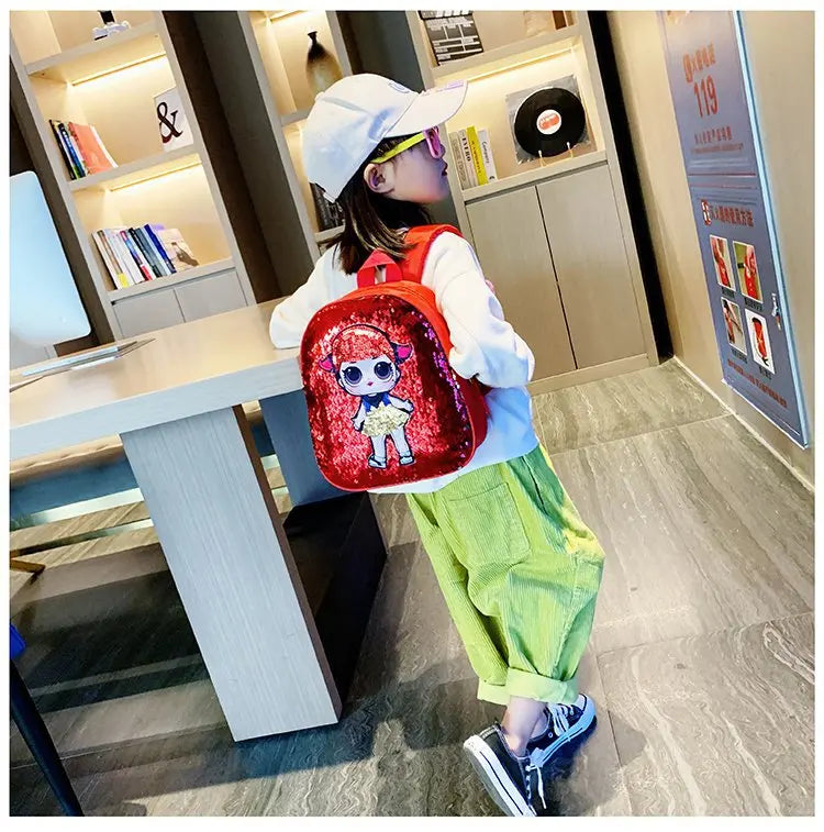 Borse zaino con paillettes per bambini carini 3-6 anni Borsa da scuola per bambini adorabili per asilo Moda Cartoon Borse per neonate Zaino