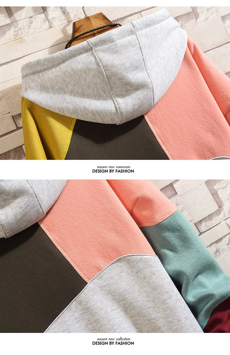 Felpe con cappuccio uomo autunno inverno Casual sciolto Moda uomo mendicante Punk Hip Pop Patchwork velluto Pullover coppie maschio Moda Streetwear
