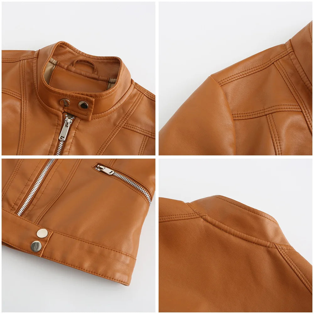 Giacca in Ecopelle da Donna 2026 Nuova Collezione Primavera Autunno Cappotto Donna Capospalla Nero Rosso Caffè Marrone Viola Chaqueta Mujer 3XL XXXL 2XL