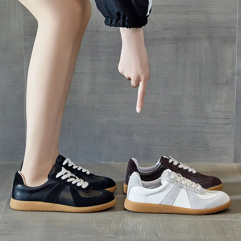Dechun scarpe da donna in pelle retrò piccole scarpe bianche versatili nuovo tempo libero