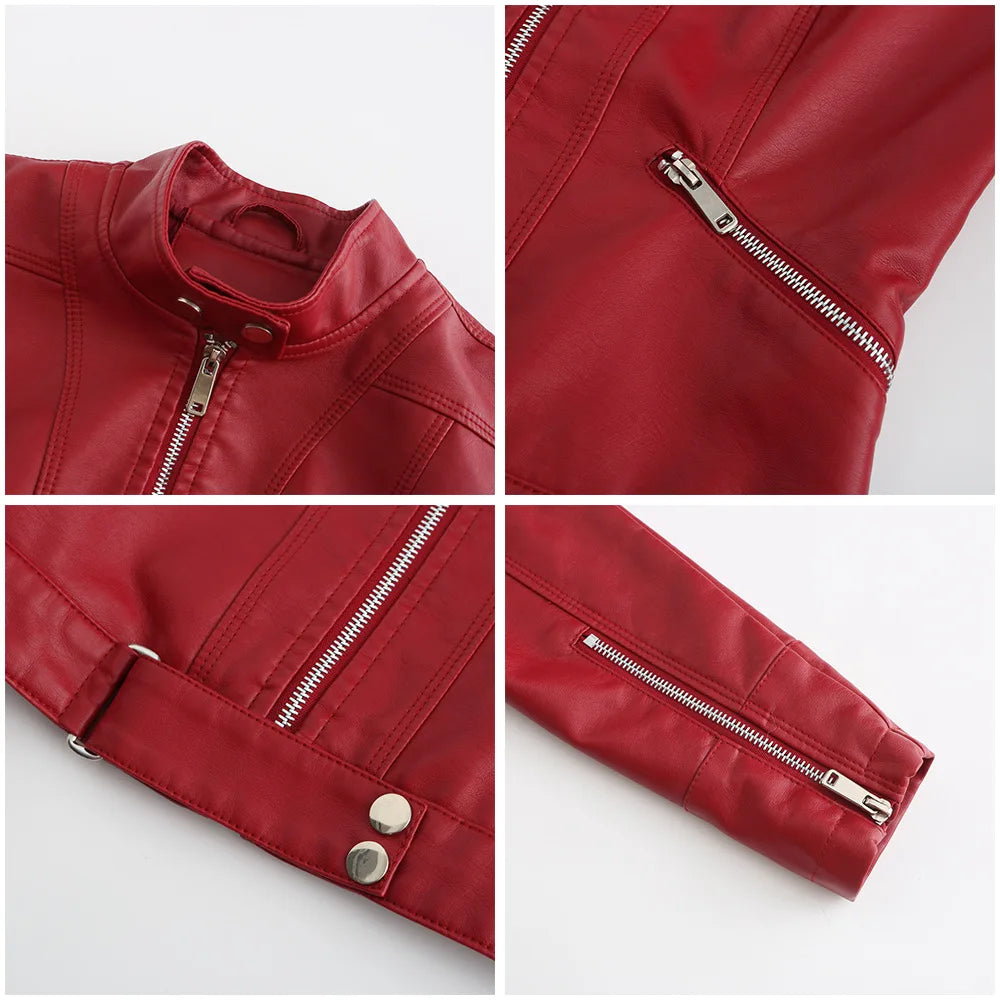 Giacca in Ecopelle da Donna 2026 Nuova Collezione Primavera Autunno Cappotto Donna Capospalla Nero Rosso Caffè Marrone Viola Chaqueta Mujer 3XL XXXL 2XL