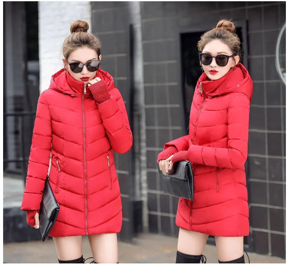 2025 nuovo modo di arrivo sottile giacca invernale da donna imbottito in cotone caldo addensare cappotto da donna cappotti lunghi Parka giacche da donna