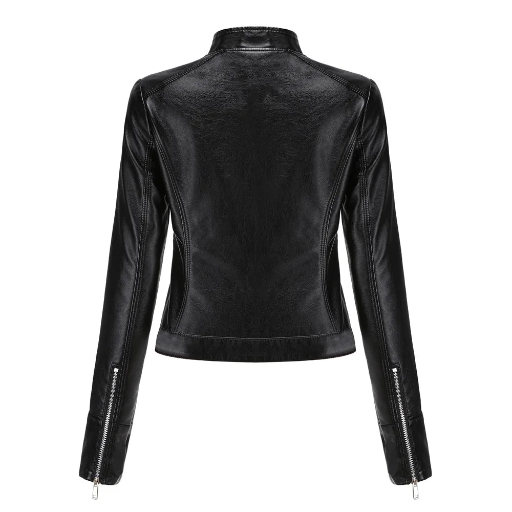Giacca in Ecopelle da Donna 2026 Nuova Collezione Primavera Autunno Cappotto Donna Capospalla Nero Rosso Caffè Marrone Viola Chaqueta Mujer 3XL XXXL 2XL