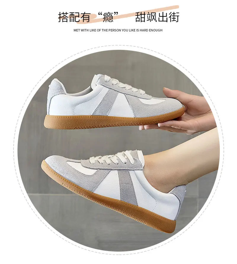 Dechun scarpe da donna in pelle retrò piccole scarpe bianche versatili nuovo tempo libero