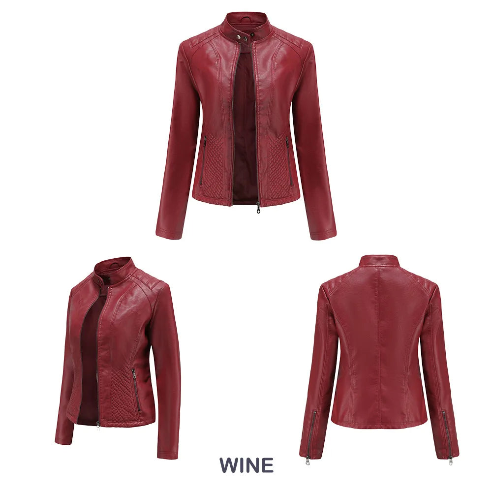 Giacca in pelle da donna nuova primavera autunno giacche da donna moto di grandi dimensioni colletto alla coreana giacca in pelle PU capispalla femminile 3XL