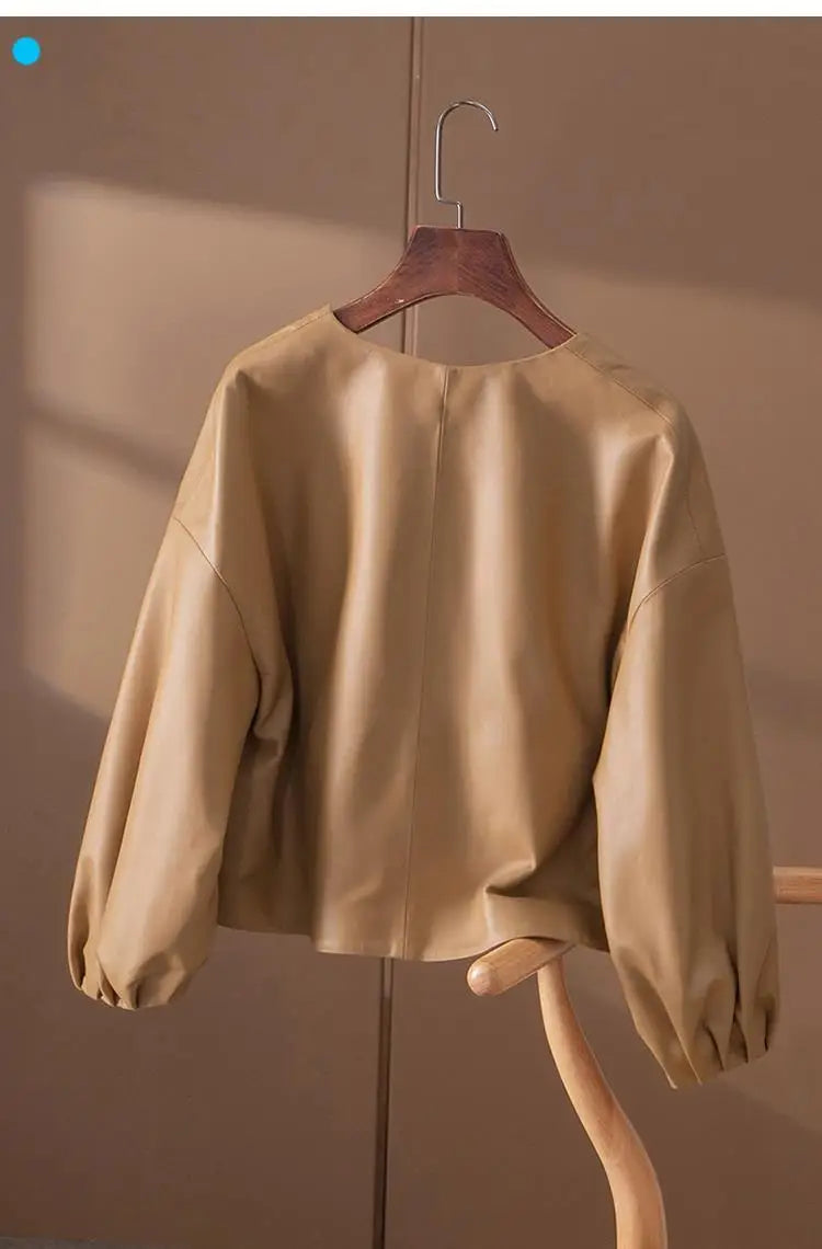 Giacche in pelle PU di alta qualità donna primavera autunno corto cappotto semplice giacca da donna femminile Femme