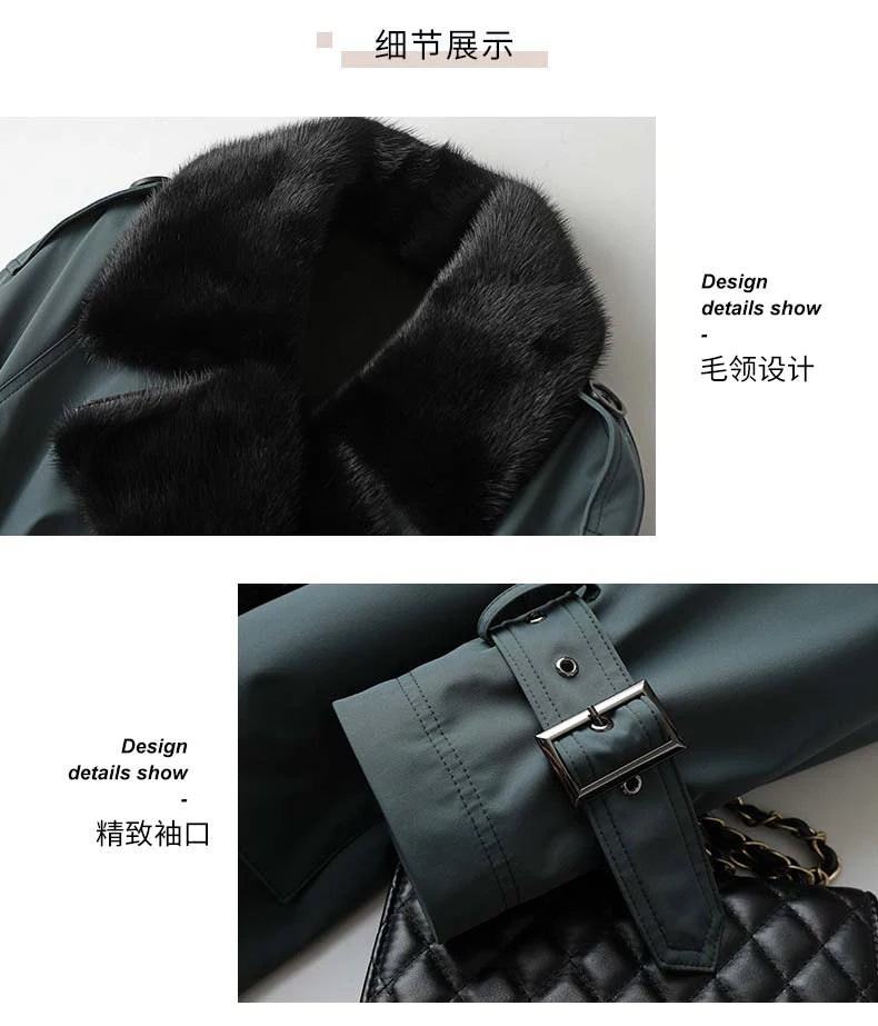 Lautaro Trench invernale lungo caldo e spesso con pelliccia sintetica, tasche interne con cintura, doppio petto, foderato in pelliccia di lusso per donna