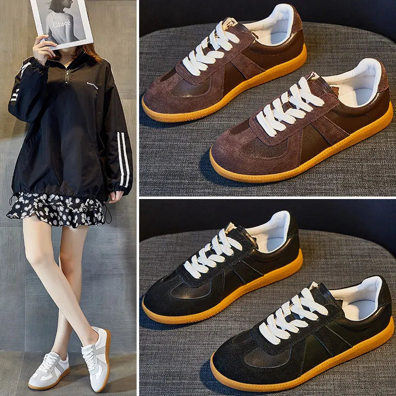 Dechun scarpe da donna in pelle retrò piccole scarpe bianche versatili nuovo tempo libero