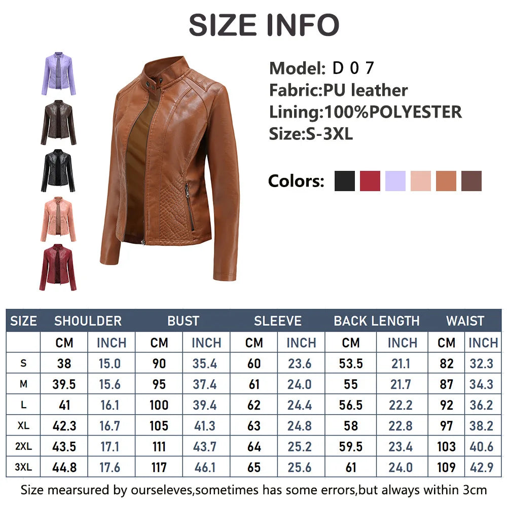 Giacca in pelle da donna nuova primavera autunno giacche da donna moto di grandi dimensioni colletto alla coreana giacca in pelle PU capispalla femminile 3XL