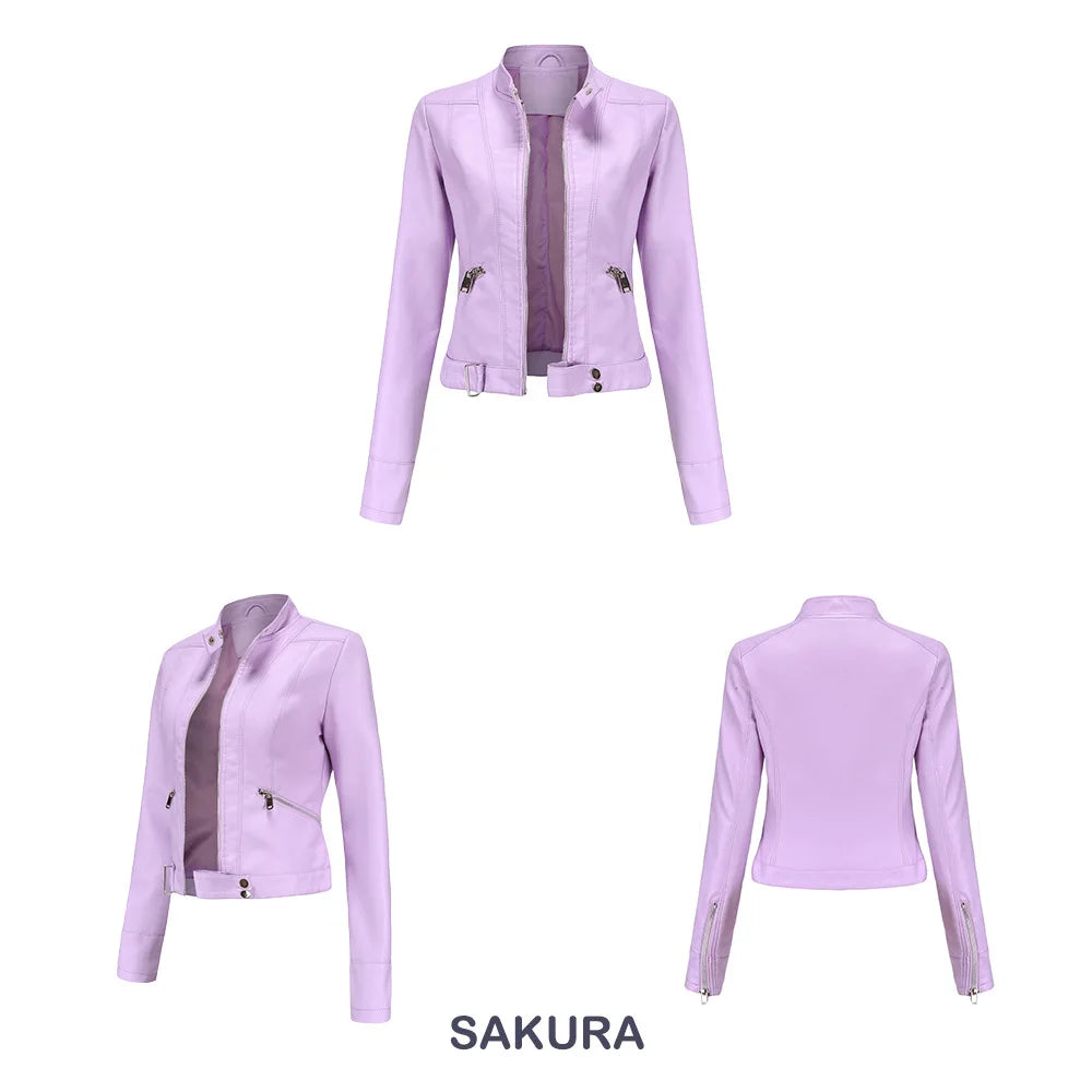Giacca in Ecopelle da Donna 2026 Nuova Collezione Primavera Autunno Cappotto Donna Capospalla Nero Rosso Caffè Marrone Viola Chaqueta Mujer 3XL XXXL 2XL