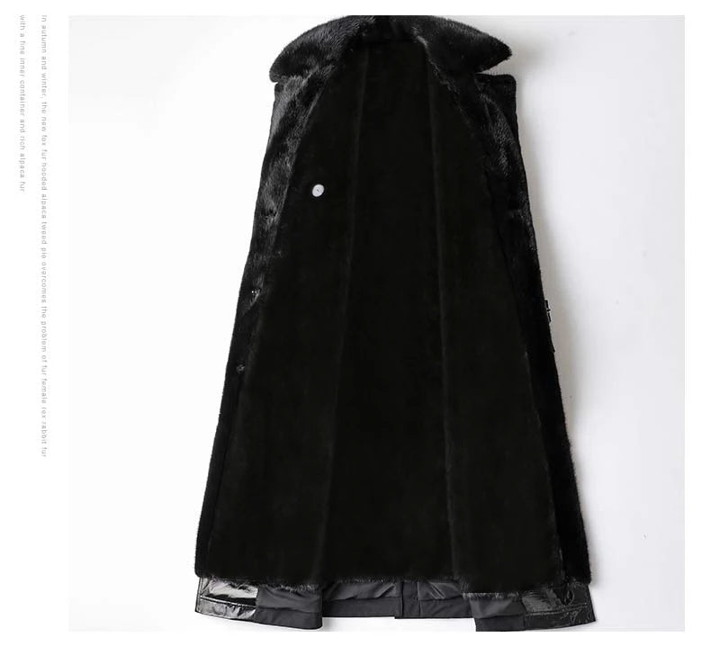 Lautaro Trench invernale lungo caldo e spesso con pelliccia sintetica, tasche interne con cintura, doppio petto, foderato in pelliccia di lusso per donna