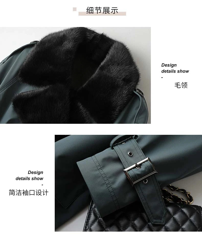 Lautaro Trench invernale lungo caldo e spesso con pelliccia sintetica, tasche interne con cintura, doppio petto, foderato in pelliccia di lusso per donna