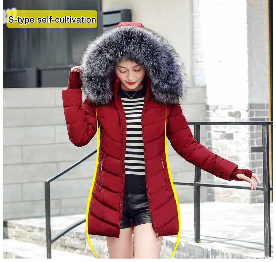 2025 nuovo modo di arrivo sottile giacca invernale da donna imbottito in cotone caldo addensare cappotto da donna cappotti lunghi Parka giacche da donna