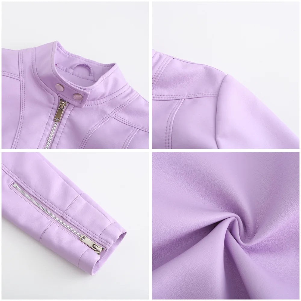 Giacca in Ecopelle da Donna 2026 Nuova Collezione Primavera Autunno Cappotto Donna Capospalla Nero Rosso Caffè Marrone Viola Chaqueta Mujer 3XL XXXL 2XL