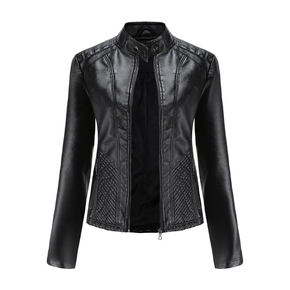 Giacca in pelle da donna nuova primavera autunno giacche da donna moto di grandi dimensioni colletto alla coreana giacca in pelle PU capispalla femminile 3XL