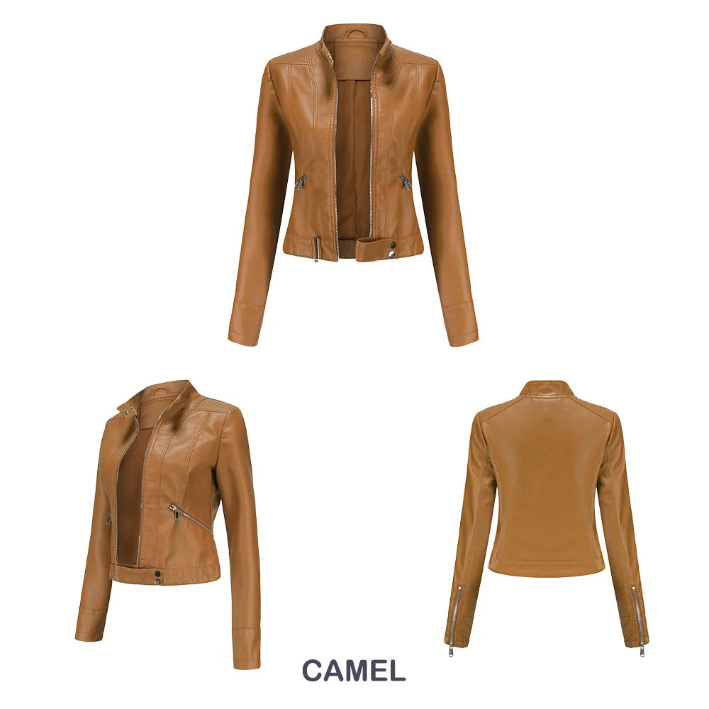 Giacca in Ecopelle da Donna 2026 Nuova Collezione Primavera Autunno Cappotto Donna Capospalla Nero Rosso Caffè Marrone Viola Chaqueta Mujer 3XL XXXL 2XL