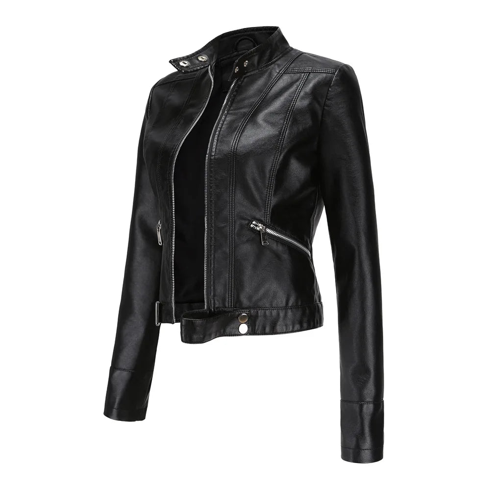 Giacca in Ecopelle da Donna 2026 Nuova Collezione Primavera Autunno Cappotto Donna Capospalla Nero Rosso Caffè Marrone Viola Chaqueta Mujer 3XL XXXL 2XL