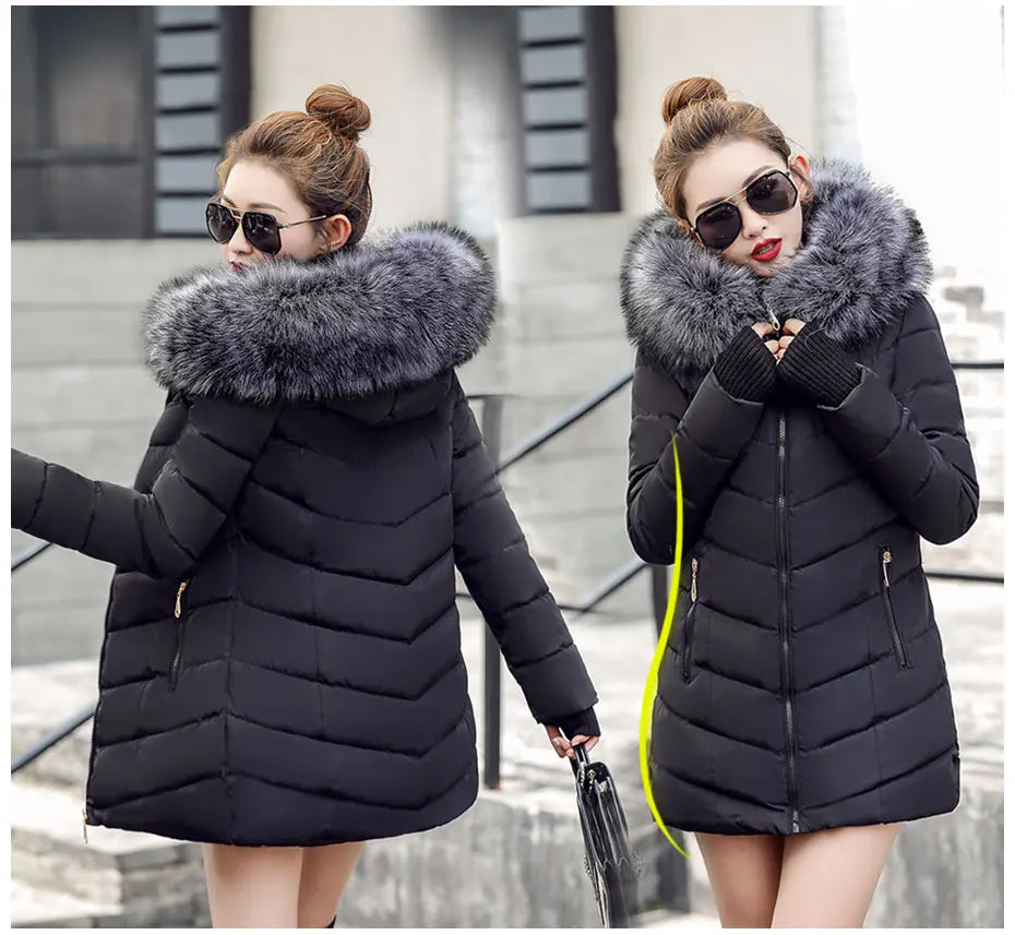 2025 nuovo modo di arrivo sottile giacca invernale da donna imbottito in cotone caldo addensare cappotto da donna cappotti lunghi Parka giacche da donna