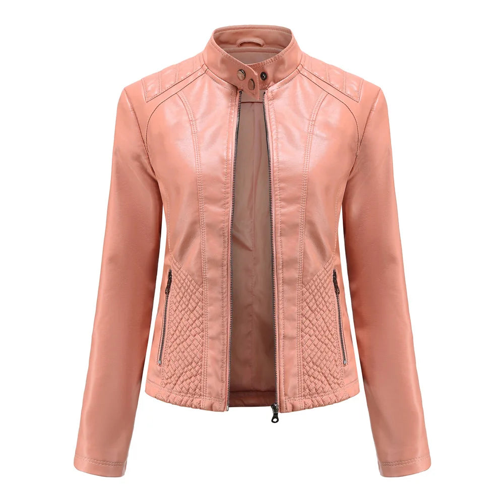 Giacca in pelle da donna nuova primavera autunno giacche da donna moto di grandi dimensioni colletto alla coreana giacca in pelle PU capispalla femminile 3XL