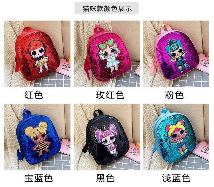 Borse zaino con paillettes per bambini carini 3-6 anni Borsa da scuola per bambini adorabili per asilo Moda Cartoon Borse per neonate Zaino