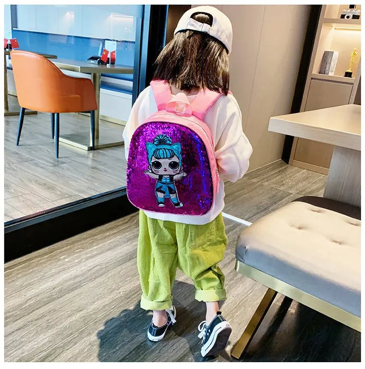 Borse zaino con paillettes per bambini carini 3-6 anni Borsa da scuola per bambini adorabili per asilo Moda Cartoon Borse per neonate Zaino