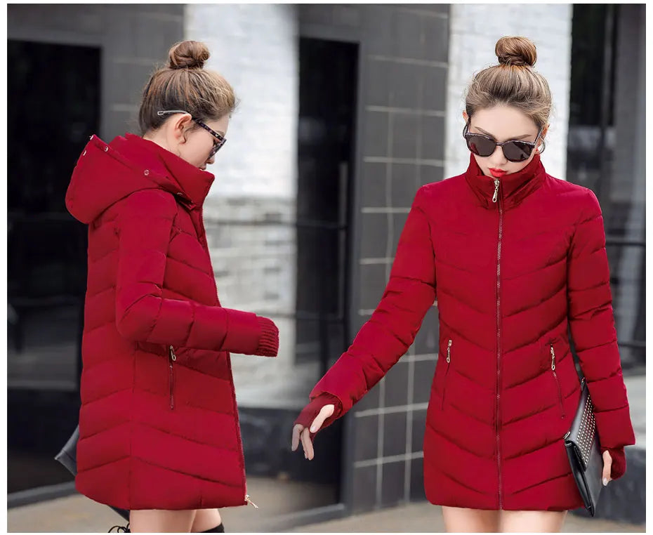 2025 nuovo modo di arrivo sottile giacca invernale da donna imbottito in cotone caldo addensare cappotto da donna cappotti lunghi Parka giacche da donna