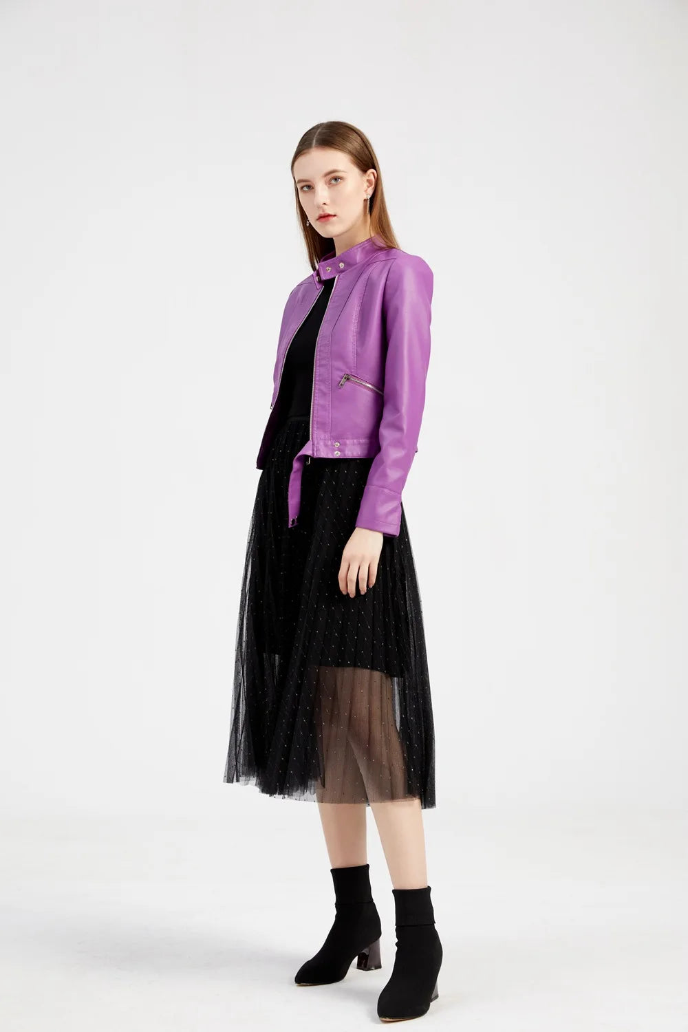 Giacca in Ecopelle da Donna 2026 Nuova Collezione Primavera Autunno Cappotto Donna Capospalla Nero Rosso Caffè Marrone Viola Chaqueta Mujer 3XL XXXL 2XL
