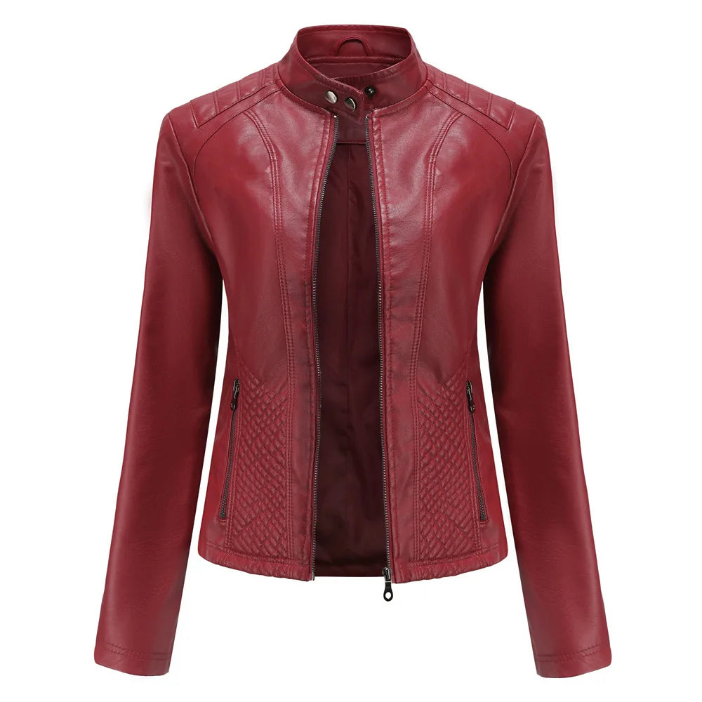 Giacca in pelle da donna nuova primavera autunno giacche da donna moto di grandi dimensioni colletto alla coreana giacca in pelle PU capispalla femminile 3XL