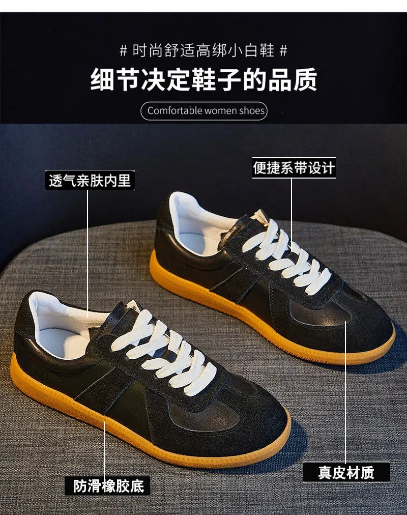Dechun scarpe da donna in pelle retrò piccole scarpe bianche versatili nuovo tempo libero