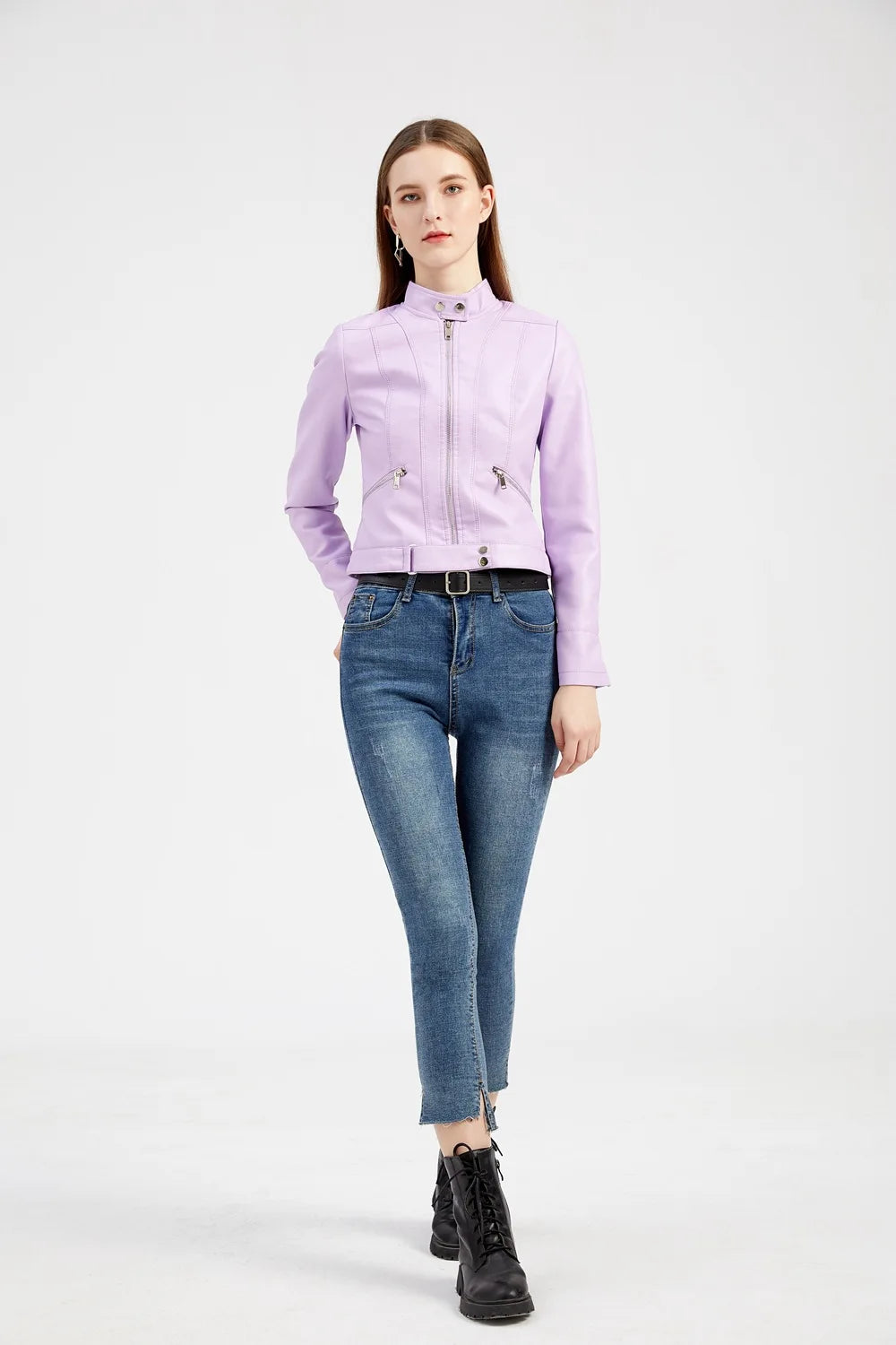 Giacca in Ecopelle da Donna 2026 Nuova Collezione Primavera Autunno Cappotto Donna Capospalla Nero Rosso Caffè Marrone Viola Chaqueta Mujer 3XL XXXL 2XL