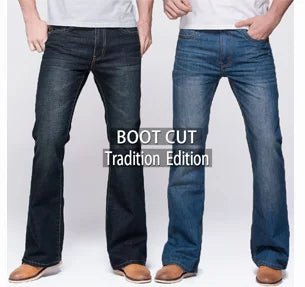 Jeans da uomo con taglio a stivale Pantaloni slim fit blu neri leggermente svasati Pantaloni classici in denim elasticizzato da uomo firmati