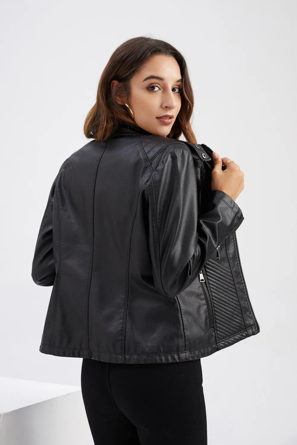 Giacca in pelle da donna nuova primavera autunno giacche da donna moto di grandi dimensioni colletto alla coreana giacca in pelle PU capispalla femminile 3XL