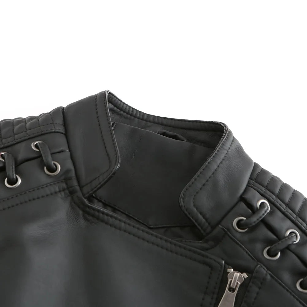 2023 primavera autunno signore giacche in pelle Moto donna colletto rovesciato cerniera Slim nero Moto e Biker giacca in pelle femminile