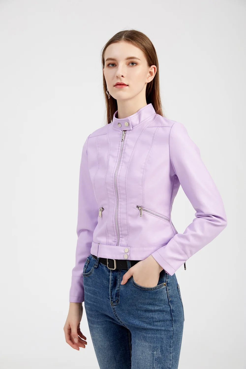 Giacca in Ecopelle da Donna 2026 Nuova Collezione Primavera Autunno Cappotto Donna Capospalla Nero Rosso Caffè Marrone Viola Chaqueta Mujer 3XL XXXL 2XL