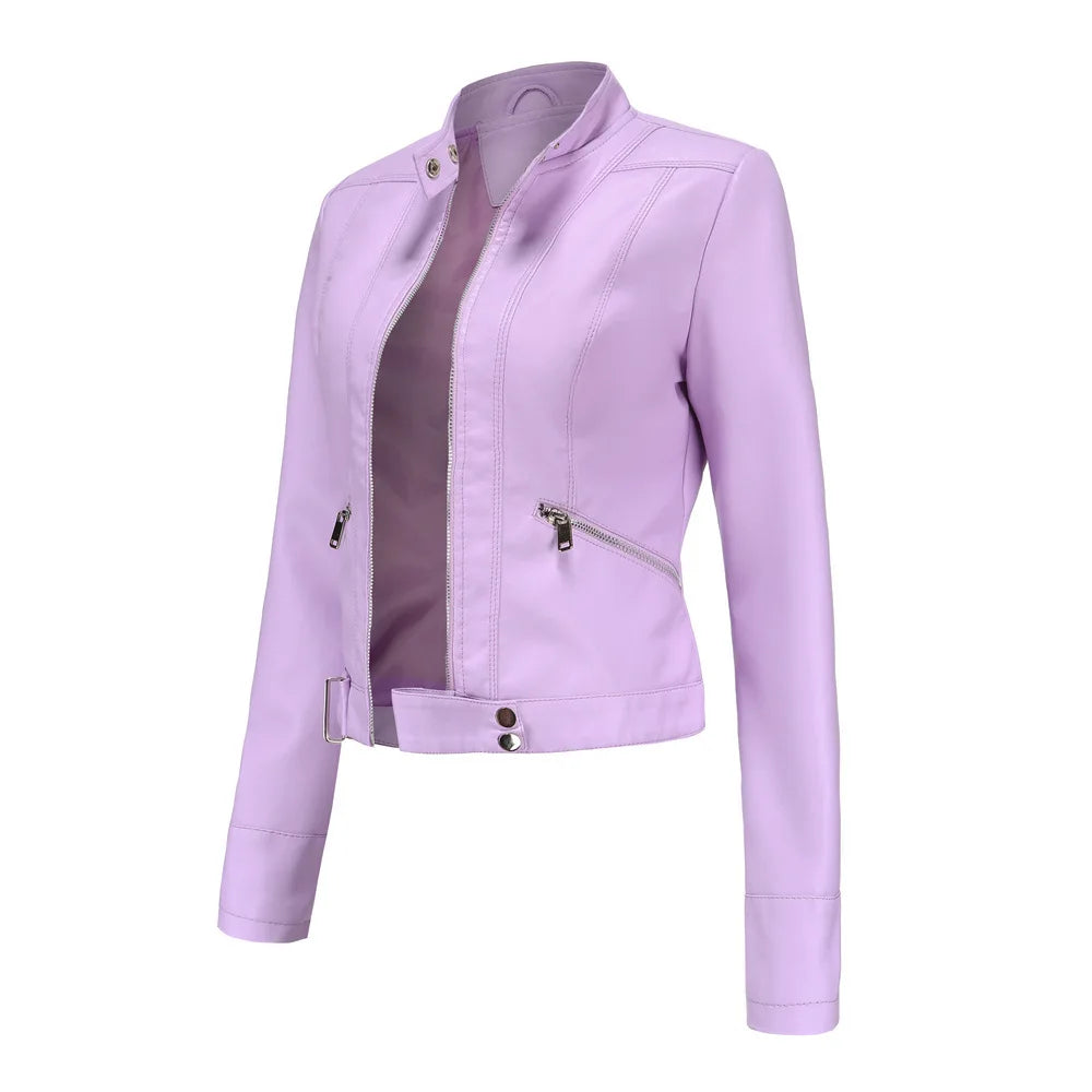 Giacca in Ecopelle da Donna 2026 Nuova Collezione Primavera Autunno Cappotto Donna Capospalla Nero Rosso Caffè Marrone Viola Chaqueta Mujer 3XL XXXL 2XL