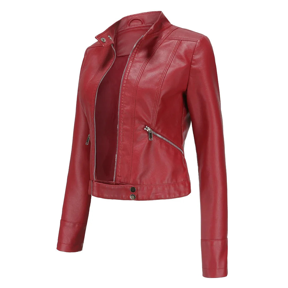 Giacca in Ecopelle da Donna 2026 Nuova Collezione Primavera Autunno Cappotto Donna Capospalla Nero Rosso Caffè Marrone Viola Chaqueta Mujer 3XL XXXL 2XL