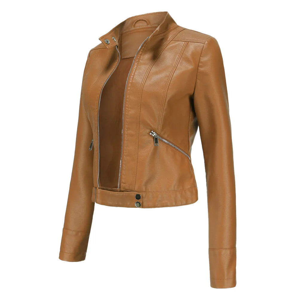 Giacca in Ecopelle da Donna 2026 Nuova Collezione Primavera Autunno Cappotto Donna Capospalla Nero Rosso Caffè Marrone Viola Chaqueta Mujer 3XL XXXL 2XL