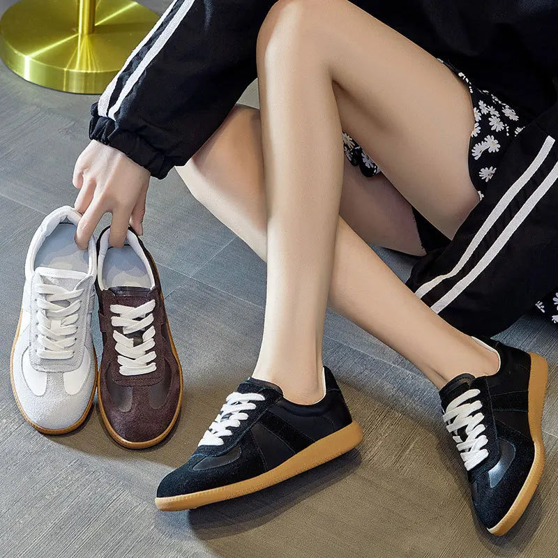 Dechun scarpe da donna in pelle retrò piccole scarpe bianche versatili nuovo tempo libero
