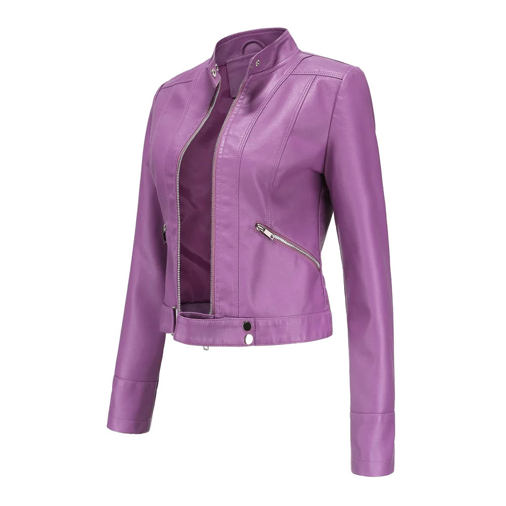 Giacca in Ecopelle da Donna 2026 Nuova Collezione Primavera Autunno Cappotto Donna Capospalla Nero Rosso Caffè Marrone Viola Chaqueta Mujer 3XL XXXL 2XL