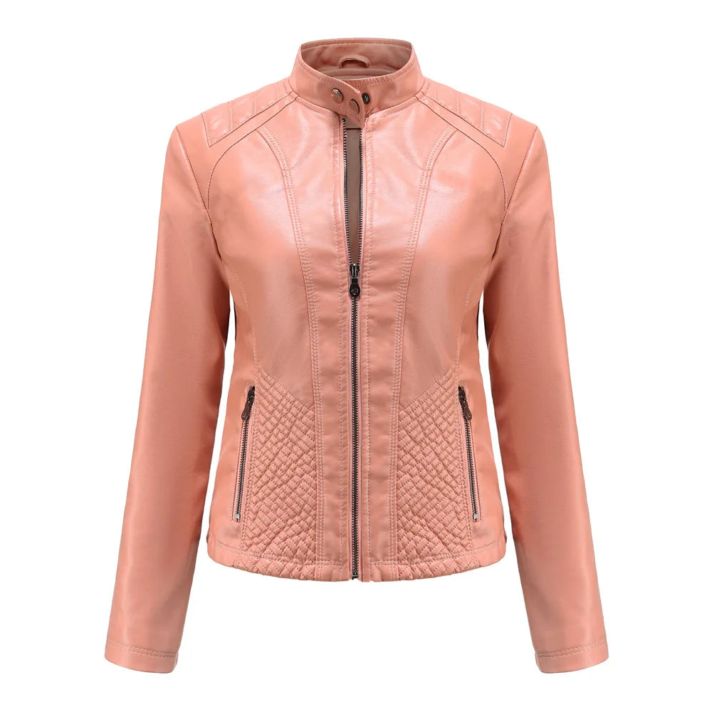 Giacca in pelle da donna nuova primavera autunno giacche da donna moto di grandi dimensioni colletto alla coreana giacca in pelle PU capispalla femminile 3XL