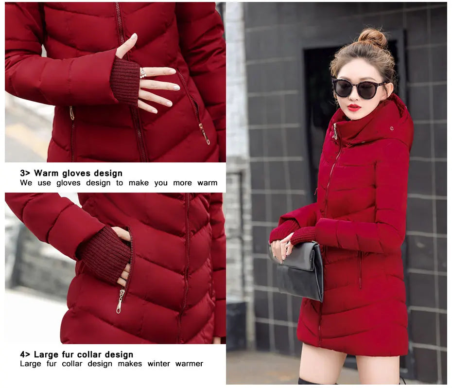 2025 nuovo modo di arrivo sottile giacca invernale da donna imbottito in cotone caldo addensare cappotto da donna cappotti lunghi Parka giacche da donna