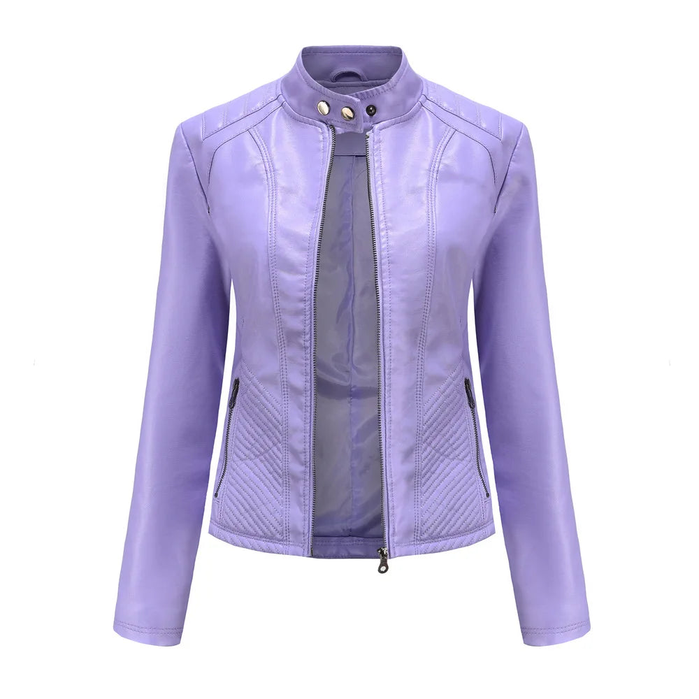 Giacca in pelle da donna nuova primavera autunno giacche da donna moto di grandi dimensioni colletto alla coreana giacca in pelle PU capispalla femminile 3XL