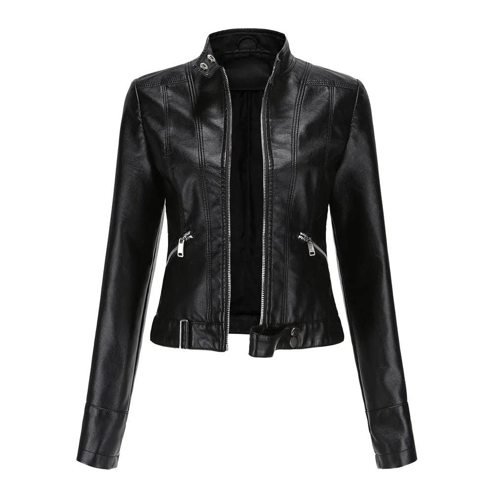 Giacca in Ecopelle da Donna 2026 Nuova Collezione Primavera Autunno Cappotto Donna Capospalla Nero Rosso Caffè Marrone Viola Chaqueta Mujer 3XL XXXL 2XL
