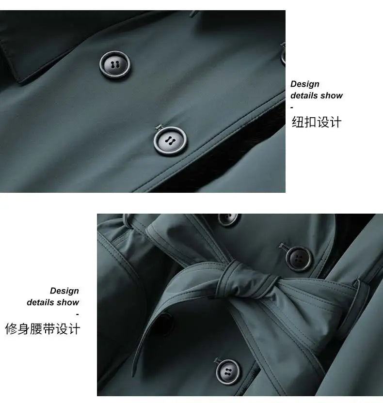 Lautaro Trench invernale lungo caldo e spesso con pelliccia sintetica, tasche interne con cintura, doppio petto, foderato in pelliccia di lusso per donna