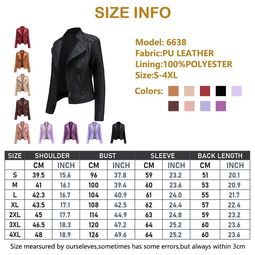 2023 primavera autunno signore giacche in pelle Moto donna colletto rovesciato cerniera Slim nero Moto e Biker giacca in pelle femminile