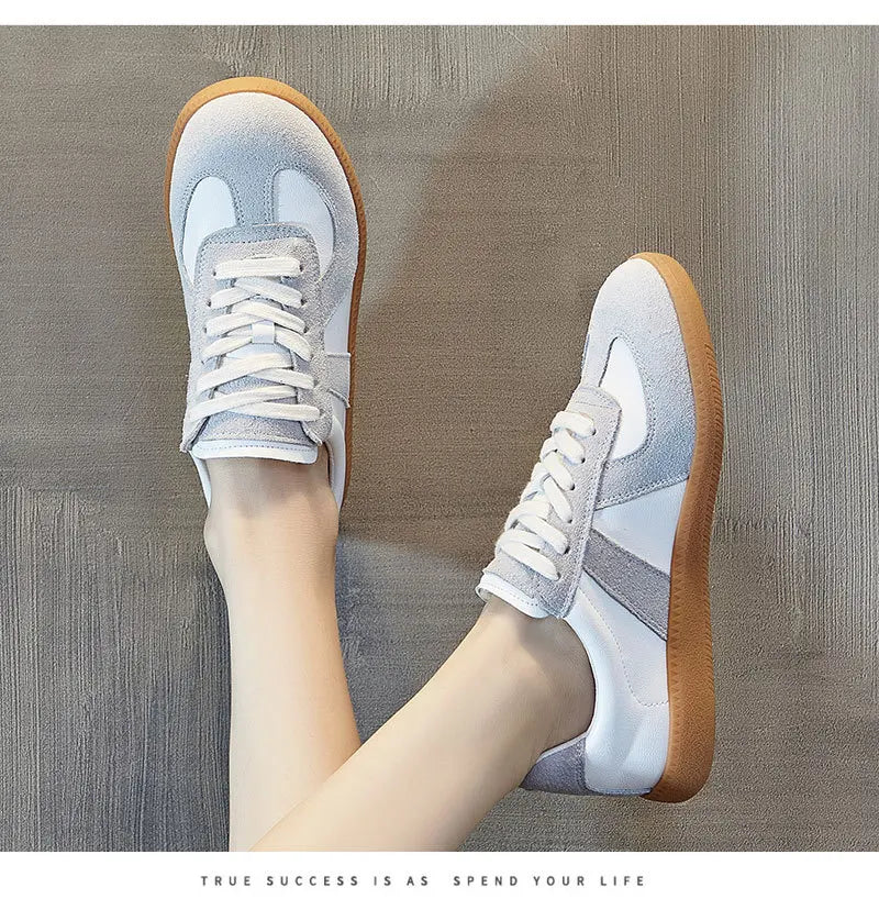 Dechun scarpe da donna in pelle retrò piccole scarpe bianche versatili nuovo tempo libero