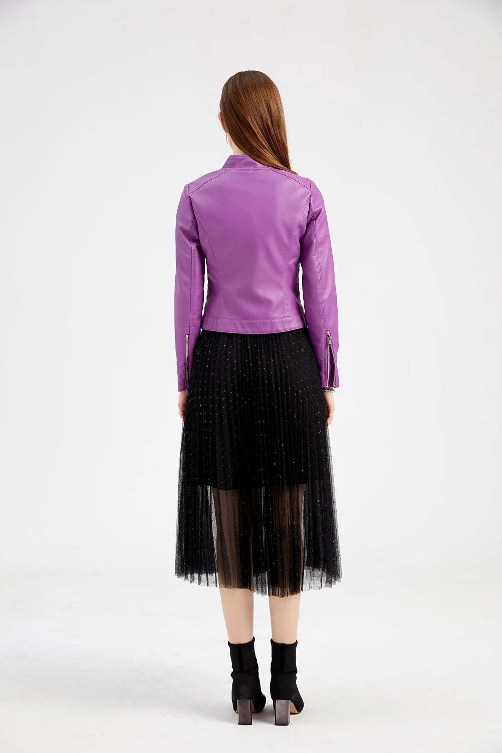 Giacca in Ecopelle da Donna 2026 Nuova Collezione Primavera Autunno Cappotto Donna Capospalla Nero Rosso Caffè Marrone Viola Chaqueta Mujer 3XL XXXL 2XL