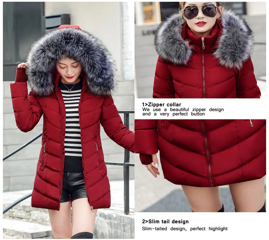 2025 nuovo modo di arrivo sottile giacca invernale da donna imbottito in cotone caldo addensare cappotto da donna cappotti lunghi Parka giacche da donna